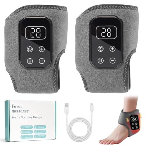 Image of Foot Massager, 3 in 1 Heat Foot Massager, Cordless Ankle Massager with 3 Massage Modes, 5-Speed & 5-Temperature, LED Display Cordless Therapy Foot Massagers for Pain Circulation (2PCS)