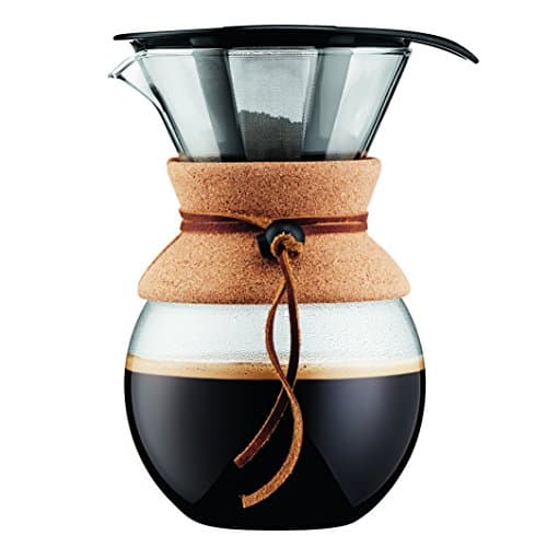 Image of Bodum 34oz Pour Over Coffee Maker, High-Heat Borosilicate Glass with Reusable Stainless Steel Filter and Cork Grip - Made in Portugal