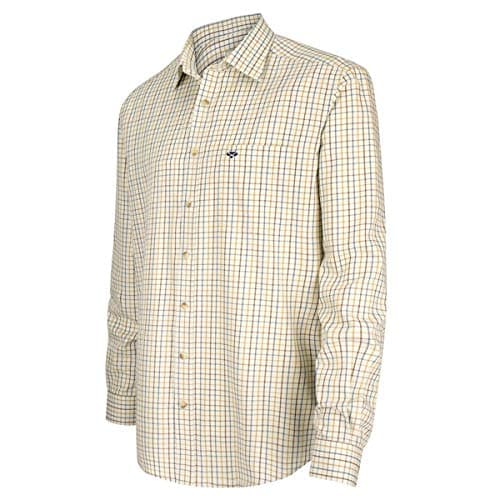 Image of Hoggs of Fife Inverness Cotton Tattersall Shirt - Brown/Gold/Navy X-Large Brown