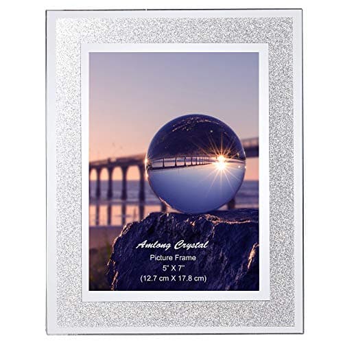 Image of Amlong Crystal Sparkle Mirror Glass Picture Frames 5x7