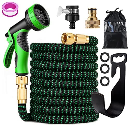 Image of 75FT Garden Hose Pipes with 10 Modes Water Spray Gun Flexible Expandable Hose Pipe Expanding Anti-Leakage Hose Pipes with Connector/Spray Gun/Hose Set Water Pipes for Garden Car Pet Cleaning(75ft)