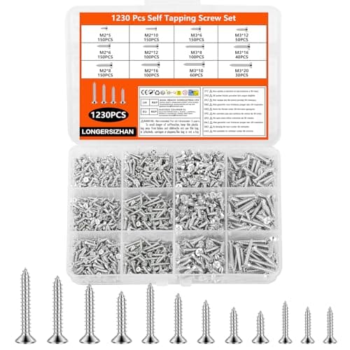 Image of 1230 Pcs M2 M3 Screws Set, Wood Screws Assortment, Small Self Tapping Screwsset, Cross Countersunk Flat Head screwsset for Wood Screw Sets Mixed Box