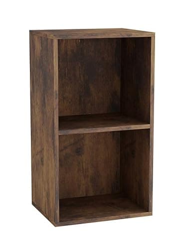Image of URBNLIVING Tier Wooden Bookcase Shelving Display Storage Shelf Unit Wood Shelves (Rustic Brown, 2 Shelf)