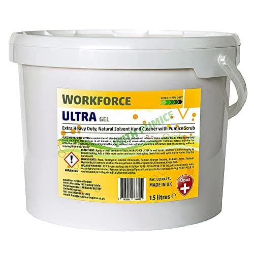 Image of Opus Workforce Ultra Industrial Hand Wash 15L - Extra Heavy Duty Handwash Liquid Soap with Pumice Scrubbing Particles - Cosmetic Grade Industrial Mechanics Hand Cleaner