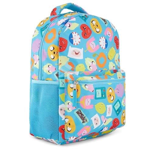 Image of Adventure Time Classic Cartoon Backpack: Fin and Jake Allover Print Backpack by Cartoon Network - Light Blue