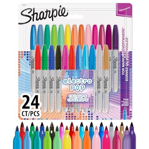 Image of Sharpie Permanent Markers | Fine Point for Bold Details | Electro Pop & Assorted Original Colours | 24 Marker Pens