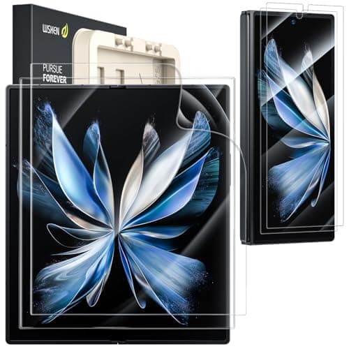 Image of WSKEN for Samsung Galaxy Z Fold 6 Screen Protector,[Easy Auto Align Install][Bubble Self-extinction]Inside Soft TPU Film + Front 9H HD Tempered Glass,Shatterproof,Anti Fingerprint,Anti Scratch,2 Pack