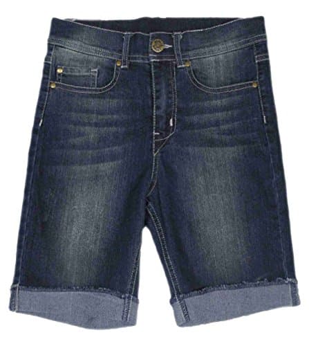 Image of Bienzoe Girls Denim Jean Shorts: Kids Stretch Low Waist Casual Summer Bermuda Denim Blue Size 16