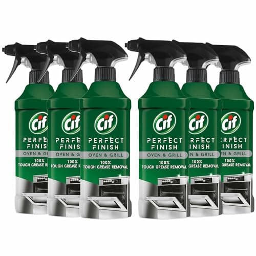 Image of Cif Perfect Finish 100% Tough Stain Removal Spray for Stainless Steel, Anti Limescale, Oven & Grill or Anti Mould Effective Degreaser for Kitchen and Outdoor, 435ml (Buy 6, Oven & Grill)