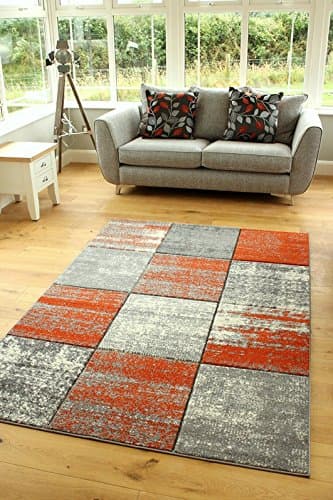 Image of Vienna Modern Small Extra Large Burnt Orange Rust Marble Quality Thick Floor Long Carpet Runner Rugs (60x120cm)