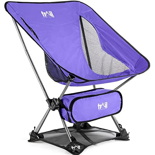 Image of Trail Hawk Lightweight Camping Chair Portable Compact Ultralight Folding Seat with Ground Mat and Bag (Purple)