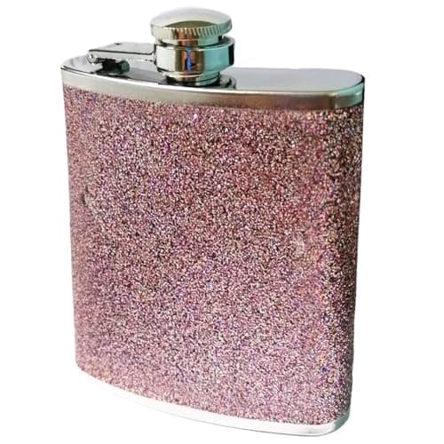 Image of 8oz Hip Flask – Plain Glitter Finish – Stainless Steel Whisky Flask – Leakproof Portable Liquor Bottle for Travel, Parties & Gifting (Multi Glitter)