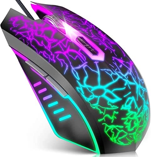 Image of VersionTECH. Gaming Mouse, 4 DPI Settings Up to 3600 DPI, Light Up RGB Ergonomic Optical Gaming Mice for Laptop/mac, Computer Wired USB Mouse, 7 Colors LED Backlight, 6 Programmable Buttons-Black
