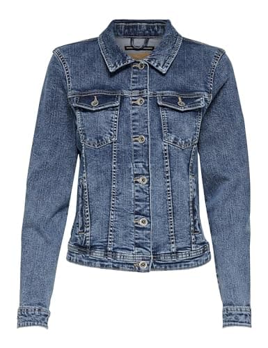 Image of ONLY NOS Women's Onltia Dnm Jacket Bb Mb Bex02 Noos, Blue (Medium Blue Denim), 6 (Manufacture Size: 34)