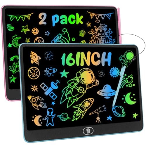 Image of Electight 2PC16 Inch Light Up LCD Writing Tablet, Colorful Doodle Scribbler Pad with Lock & Delete Function, Drawing Board for Kids Age 3-9 Year Old Girls Boys, Learning Gift & Educational Toys