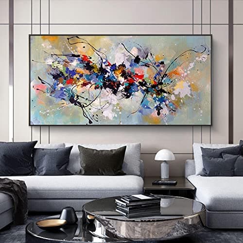 Image of Oversize Abstract Framed Wall Art Colorful Decorative Oil Painting Canvas Painting Posters and Prints Wall Art Pictures 50x100cm/(20x39inch) with Frame