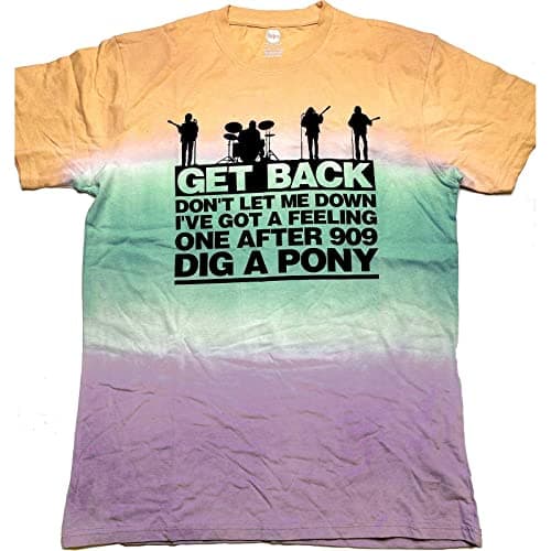 Image of The Beatles T Shirt Get Back Gradient Logo Official Unisex Dye Wash Yellow XXL