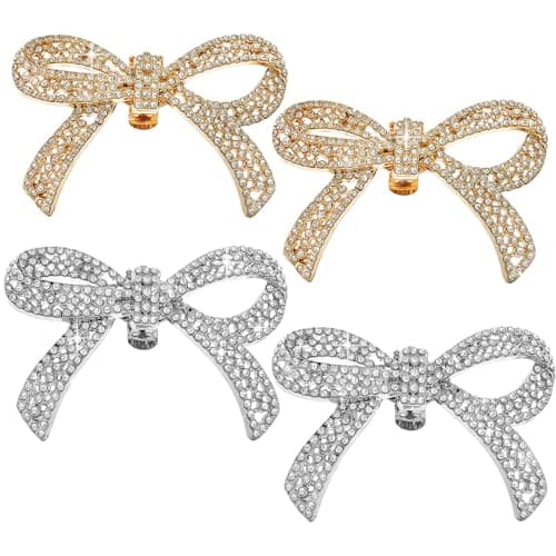 Image of MUNSKT Shoe Clips Charms for Women,4PCS Bow Knot Shoe Clip,Detachable Crystal Rhinestone Shoes Decoration for Wedding Prom Party Accessoriess