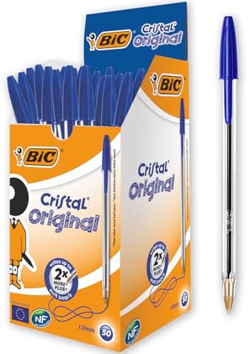 Image of Bic 837360 Medium Cristal Ball Point Pen - Blue (Pack of 50)