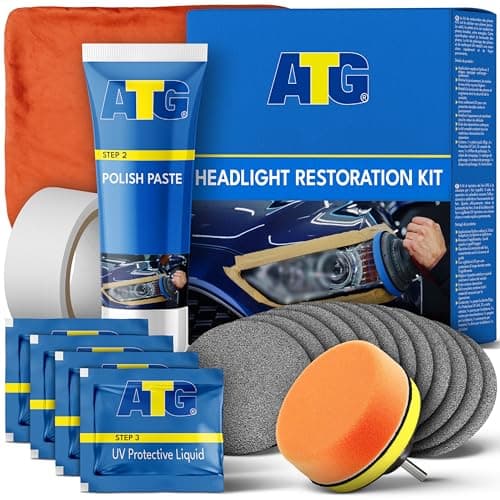 Image of ATG® Headlight Restoration Kit – Car Headlight Restoration Kit to Remove Oxidation, Haze & Yellowing – Headlamp Restoration Kit with UV Headlight Sealant