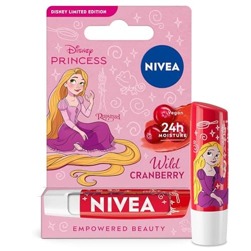 Image of NIVEA Disney Princess Rapunzel Limited Edition Wild Cranberry Lip Balm (4.8g), Unique Disney Princess Inspired Lip Balm for Kids, Contains Moisturising Shea Butter for 24 Hour Moisture