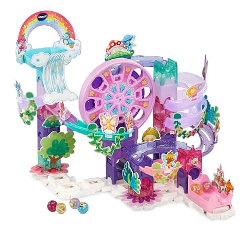 Image of VTech Marble Rush Petal Power, Construction Set for Kids, 96 Building Pieces & 6 Marbles, Interactive Flower Themed Marble Run, Imaginative Play, Suitable For 4, 5, 6+ Years, English Version