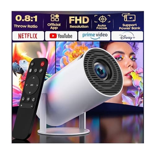 Image of Mini Projector 1080P FHD 4K Support with Wifi & Bluetooth, Smart Portable Projector for Bedroom, Auto Keystone 180° Rotatable with Built-in Speaker Compatible for iPhone/HDMI/USB/Laptop/TV Stick