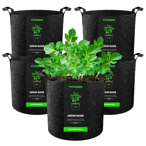 Image of VIVOSUN Grow Bags 5 Pack 12L, Heavy Duty Thickened Nonwoven Fabric Pots with Strong Handles for Vegetables, Flowers, Fruits, Greenhouse and Garden