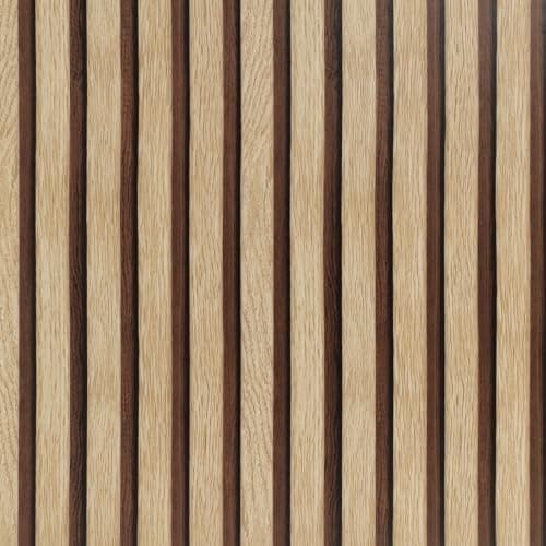 Image of Arthome Modern Wood Slats Peel and Stick Wallpaper Removable Geometric Wall Paper for Home Bedroom 43.5x305cm Peel and Stick Backsplash Self Adhesive Contact Paper