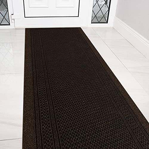 Image of eXtreme Carpet Runner for Hallways, Kitchen, and Living Room | Sturdy, Washable, and Lightweight Custom Length Narrow Rug Runner | Non-Slip Rubber Backed 66cm Wide x 213cm Long Runner – Aztec Brown