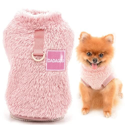 Image of SMALLLEE_LUCKY_STORE Pet Sherpa Fleece Jumper Vest Sweaters Turtleneck Pullover with D-ring Soft Sweatshirt for Small Dogs Cat Puppy Yorkie Chihuahua Warm Fall Winter Clothes,Pink,S