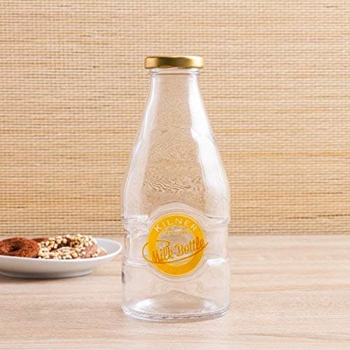 Image of Kilner 1 Pint Milk Bottles 20oz - Set of 9 - Vintage School Style Glass Milk Bottle for Retro Drinks