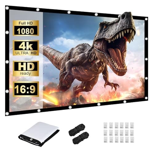 Image of HOPFROG 120 Inch Portable Projector Screen, Washable & Anti-Crease Milk Silk Fabric, 16:9 4K HD Dual-Sided Foldable Movie Screen for Outdoor Camping & Home Theater, Easy Setup with Hooks, 160° View