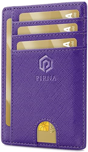 Image of PIRNA Slim Wallet for Women | Small RFID Blocking Minimalist Credit Card Holder – Thin UK Card Wallet with Gift Box (Royal Purple)