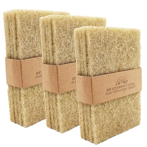 Image of Natural Scouring Pads 15 Pack- Non-Scratch Sisal Cleaning Scrub Pads for Dishes, Eco-Friendly Coconut Fiber Kitchen Scrubbers for Pans and Pots, Compostable, Biodegradable