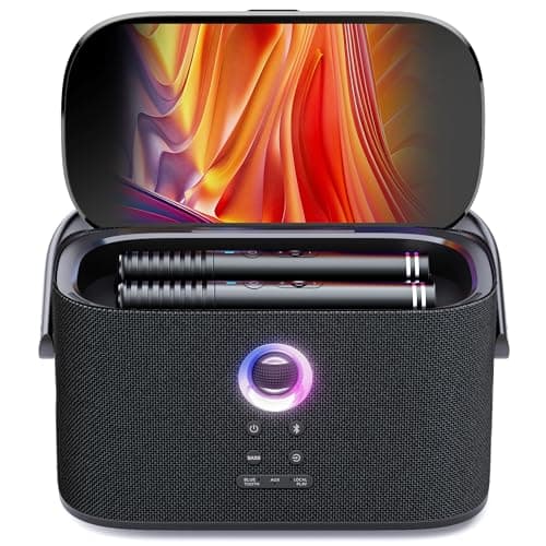 Image of Ikarao Karaoke Machine for Adults, with Lyrics Display Screen, 2 Self-Charging Wireless Microphones, Autotune & EQ, 140W Speaker, Connect TV, Portable Karaoke System for Home, Family, Party, Travel