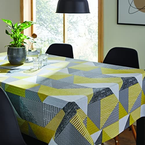 Image of Catherine Lansfield Larsson Geo 137x178cm Wipe Clean Cotton Table Cloth Ochre