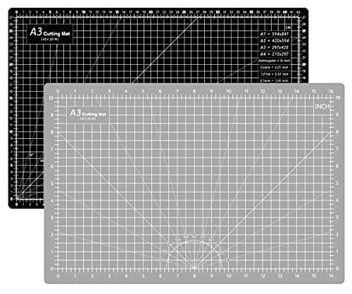 Image of Headley Tools 12 x 18 Inch Thickened Self Healing Cutting Mat, A3 Rotary Cutting Sewing Mat for Crafts, Double Sided 5-Ply Cutting Board for Fabric Leather Modeling Hobby Project, Black/Grey