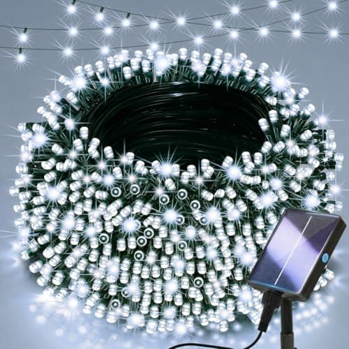 Image of Lighprenix Solar Lights Outdoor Garden - 20m 200LEDs Solar Powered Waterproof Cool White Fairy Lights with 8 Modes, Upgrated Large-Capacity Outside Decorative String Lights for Tree/Fence/Gazebo/Mesh