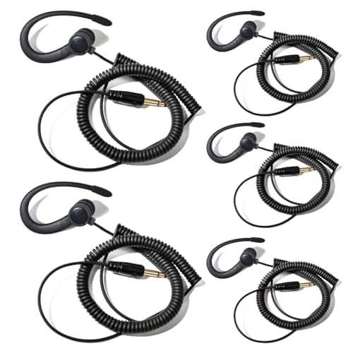 Image of HYSHIKRA 1 Pin 3.5mm Jack Headset 180° joint Reception Only Walkie Talkie Earpiece Compatible with Motorola Sepura Rexon Wouxun Kenwood Baofeng Quansheng handheld radios (Black, 5)