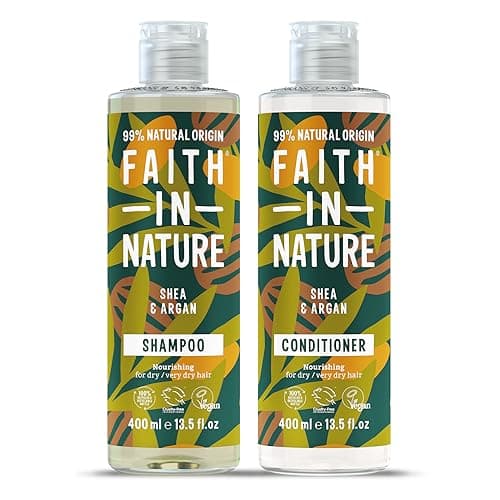 Image of Faith In Nature Natural Shea & Argan Shampoo and Conditioner Set, Nourishing, Vegan & Cruelty Free, No SLS or Parabens, For Very Dry to Dry Hair, 2 x 400ml Pack