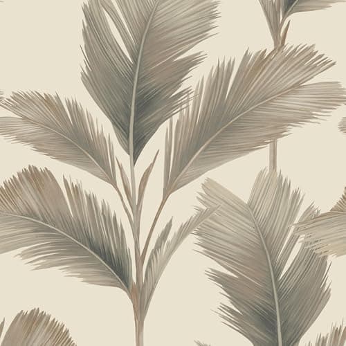Image of Kailani Tropical Palm Leaf Wallpaper with Matte Finish for Walldecoration, Wallcovering Hallways, Lounges, Feature WallsCream/Beige Belgravia 59121