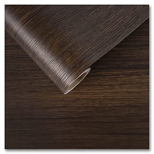 Image of CRE8TIVE Dark Brown Wood Effect Vinyl Self Adhesive Wallpaper Vintage Wallpaper for Living Room Vinyl Wrap Wood Effect Bedroom Decor Textured Wallpaper Furniture Stickers Kitchen Cabinet 30cm x 200cm