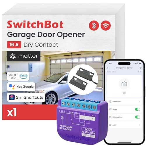 Image of SwitchBot WiFi Smart Garage Door Opener, Matter Certified, Alexa/Google/Siri/IFTTT Supported, Most Garage Door Supported, App Control, Multiple Notification Modes, No Hub Required