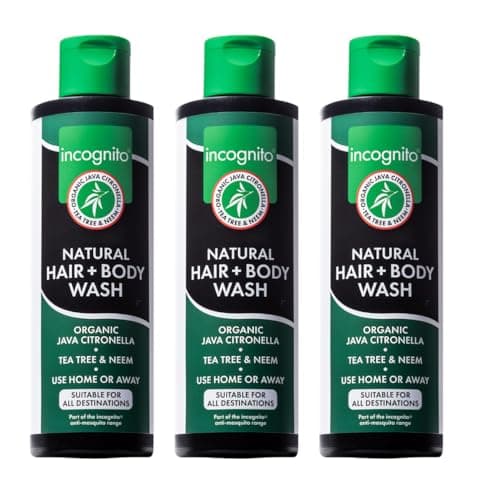 Image of Incognito Java Citronella Hair Body Wash 3x200ml - Insect and Mosquito Repellent - Nourishes and Promotes Healthy Strong Hair and Skin - Reduces Dandruff Head Lice - Suitable For Both Men and Women