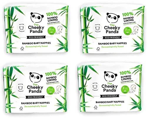 Image of The Cheeky Panda – Bamboo Lined Nappies | Size 3, Bulk Box of 4 Packs (6-11Kg, 160 Nappies)