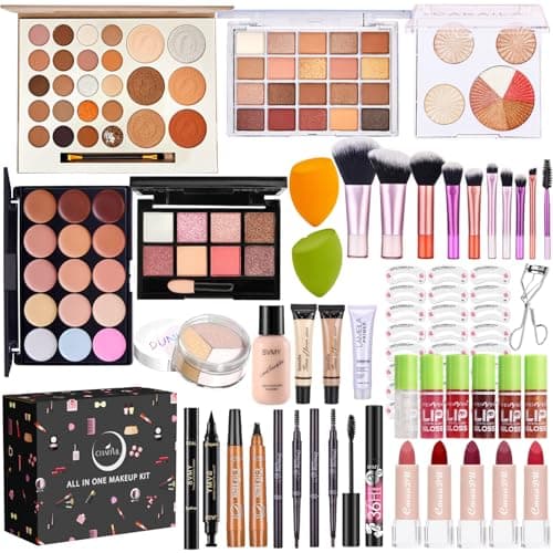 Image of All in One Makeup Kit, Makeup Kit for Women Full Kit, Make Up Gift Set for Women, Makeup Essential Bundle Includes Foundation Eyeshadow Palette Concealer Lipstick Eyeliner Mascara Cosmetic Brush Set
