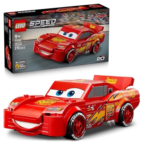 Image of LEGO Speed Champions Lightning McQueen Race Car Toy - Collectible Model Kit w/a Detailed Undercarriage - Disney Gift for 9+ Year Old Boys, Girls & Pixar Cars Movie Fans - 77255