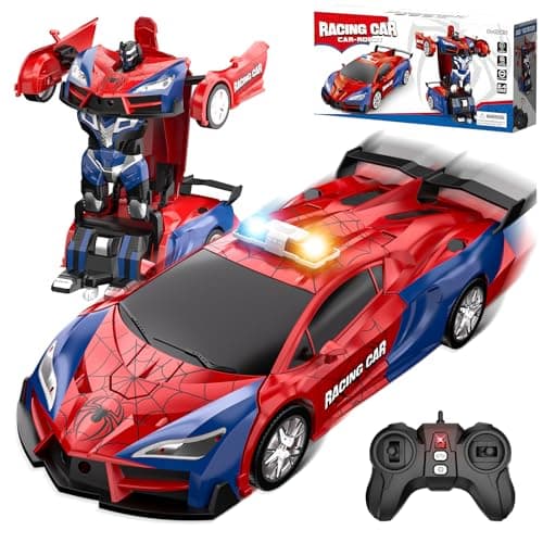 Image of Spider Transform Remote Control Cars for Kids - 2.4GHz RC Police Car for 3 4 5 6 7 8 Year Old Boys, 1:18 Robot Toy Car with One-Key Transformation & 360° Rotation, Kids Christmas Birthday Gift Present