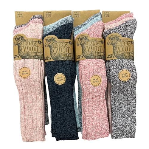 Image of 3 Pairs Ladies Soft Thermal Premium Quality Long Wool Blend Boot Socks Mix Colours Size UK 4-8 EU 37-42